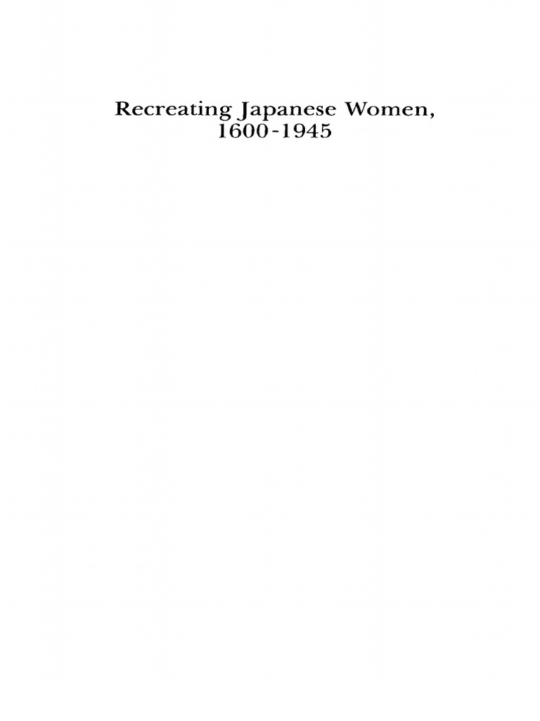 Recreating Japanese Women, 1600-1945 | PDF | Family | Woman