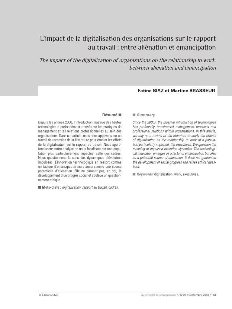 Digitalisation : Aliénation ou Émancipation ? | PDF | l'Internet | Internet
