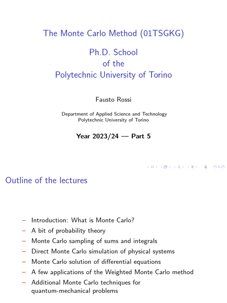 Monte Carlo Methods in Physics | PDF | Eigenvalues And Eigenvectors ...