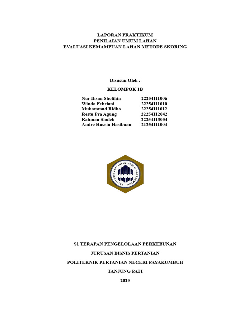 Evaluasi Kemampuan Lahan Metode Skoring | PDF