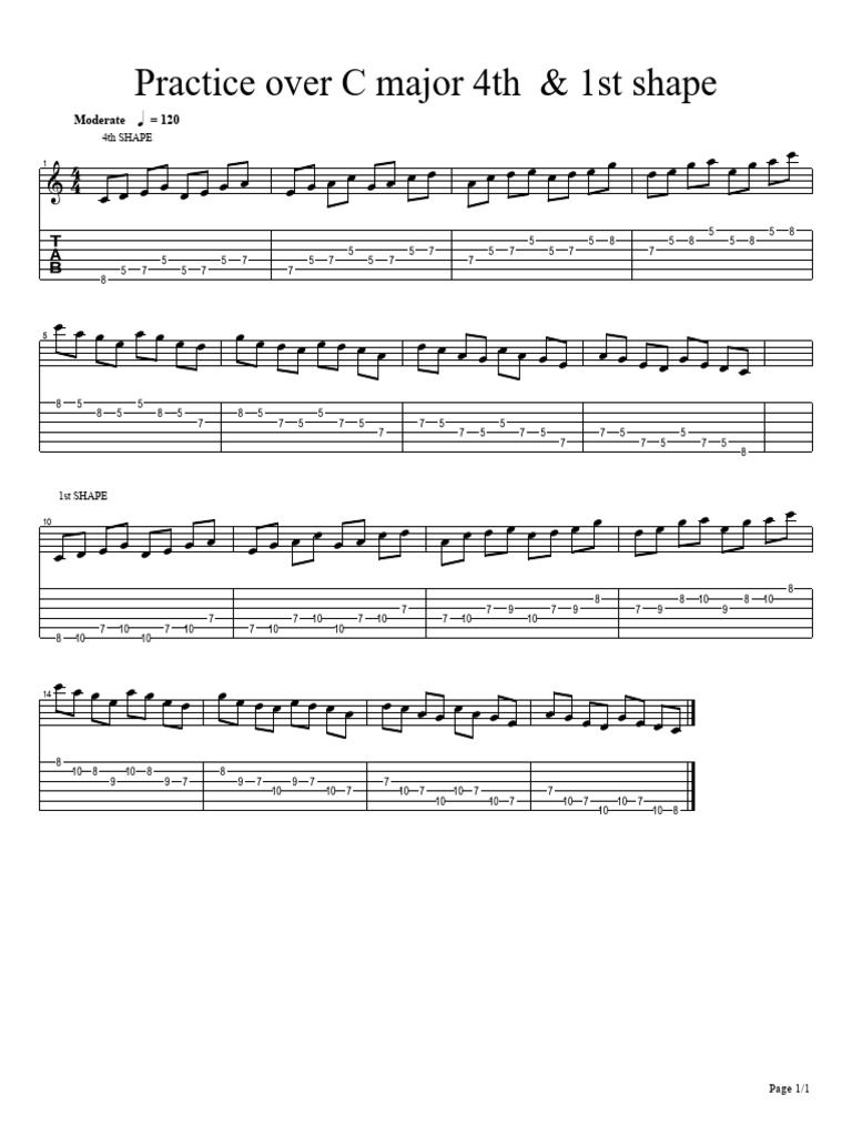 Practice Over C Major 4th & 1st Shape | PDF