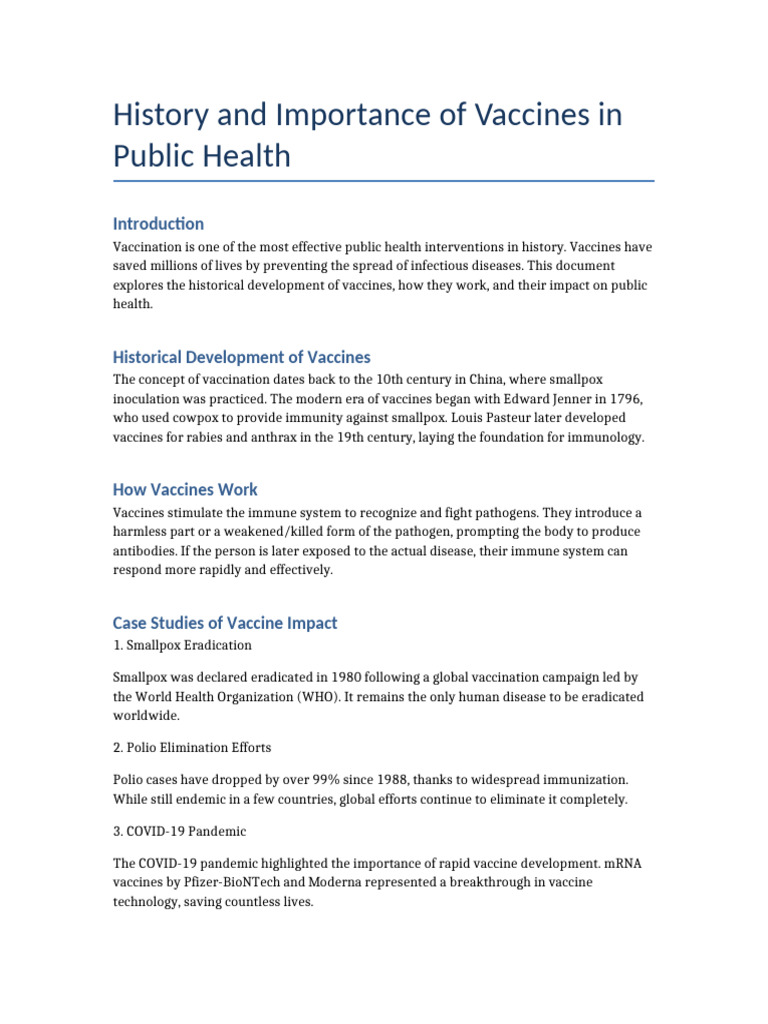 Vaccines_Public_Health_Detailed | PDF | Vaccines | Vaccination