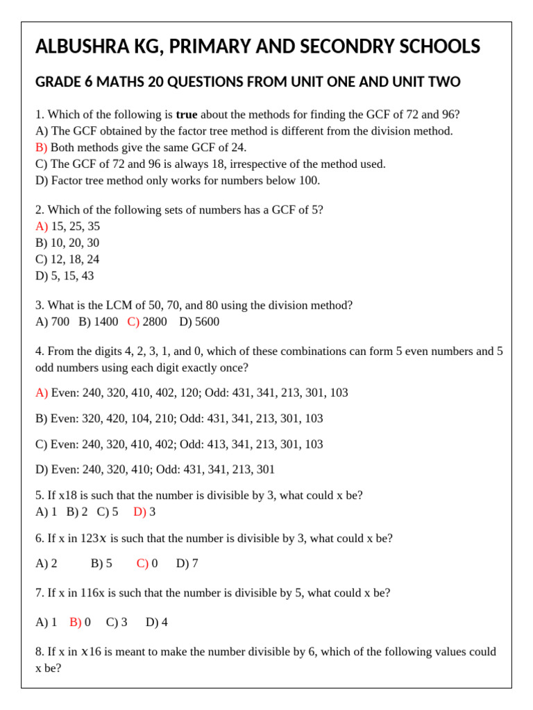 Grade 6 Maths Exam Questions | PDF | Mathematics | Arithmetic