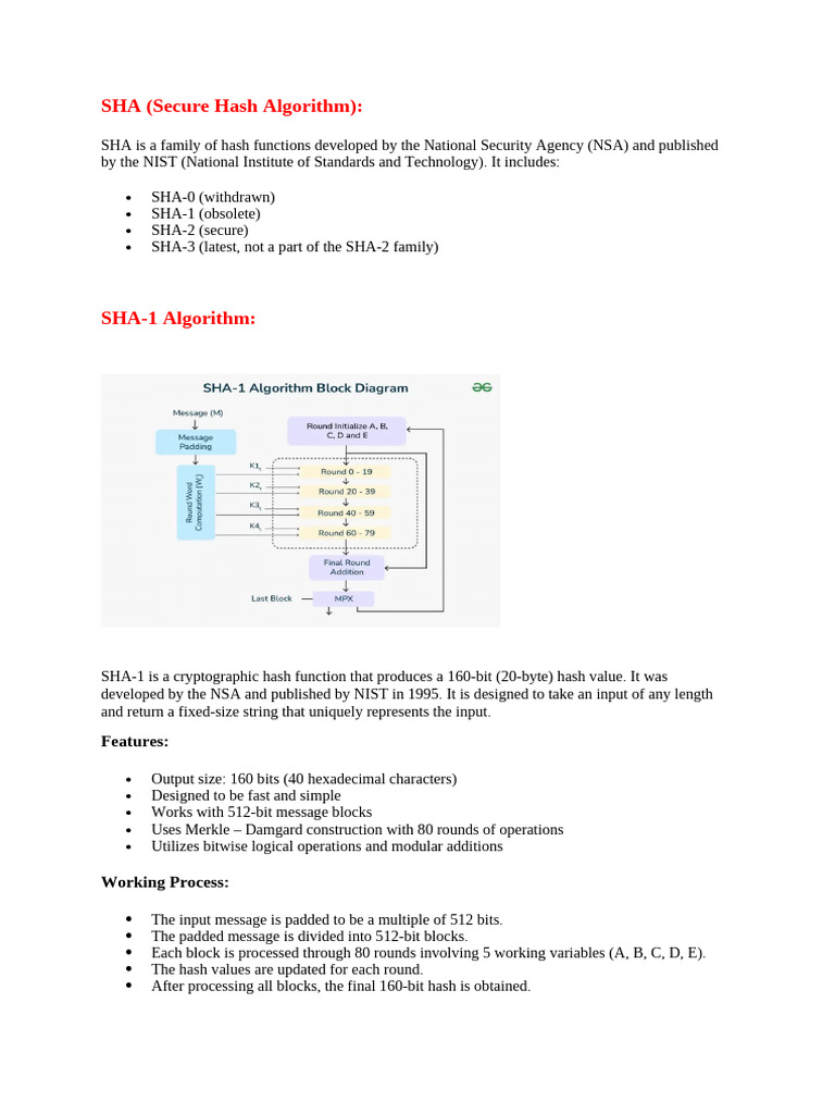 Overview of SHA Algorithms and Security | PDF | Cryptography | Secure ...