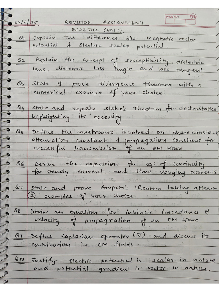 EMT Revision Assignment | PDF