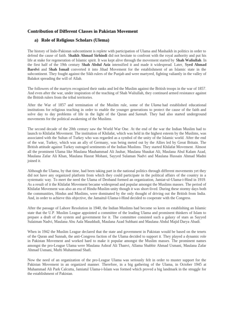 Contribute of | PDF | Pakistan Movement | All India Muslim League
