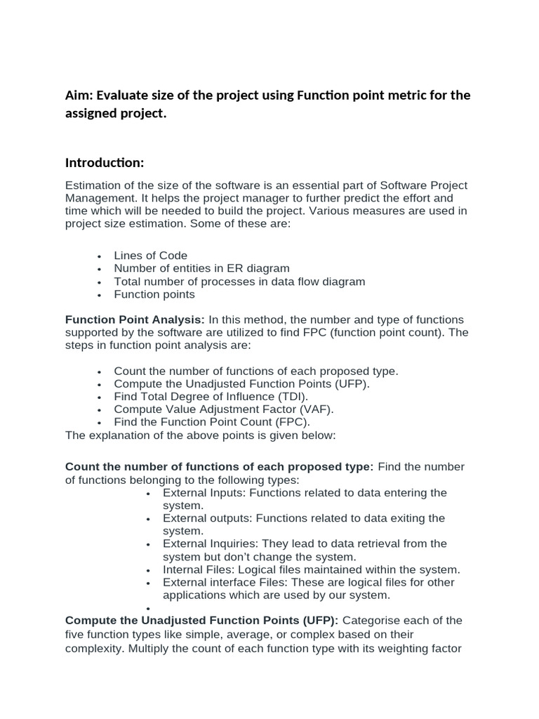 Function Point Analysis for Project Estimation | PDF | System ...