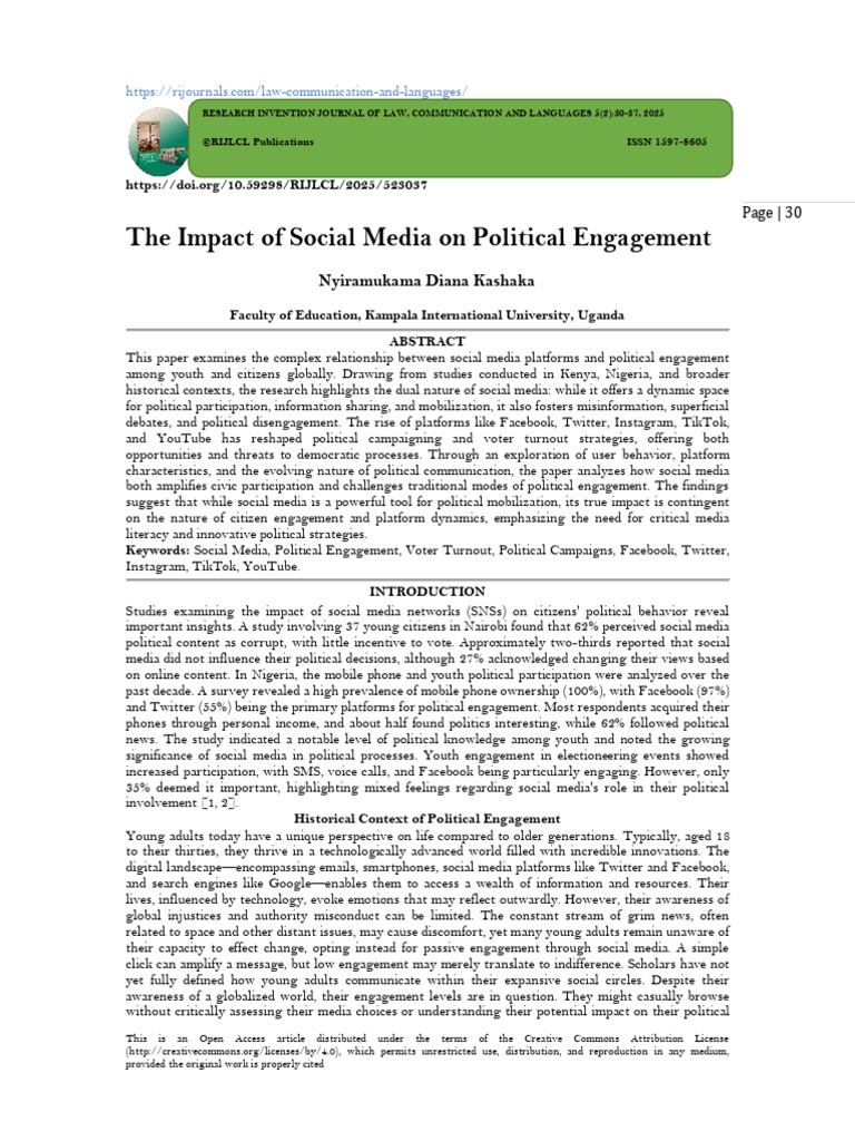 Social Media's Role in Political Engagement | PDF | Social Media ...