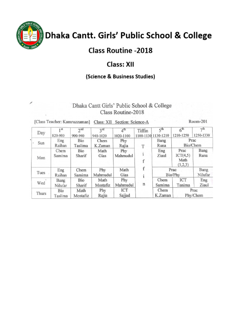 College Routine | PDF
