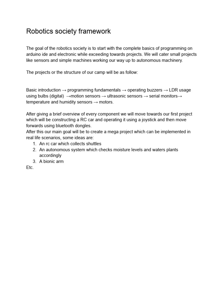 Robotics society framework | PDF