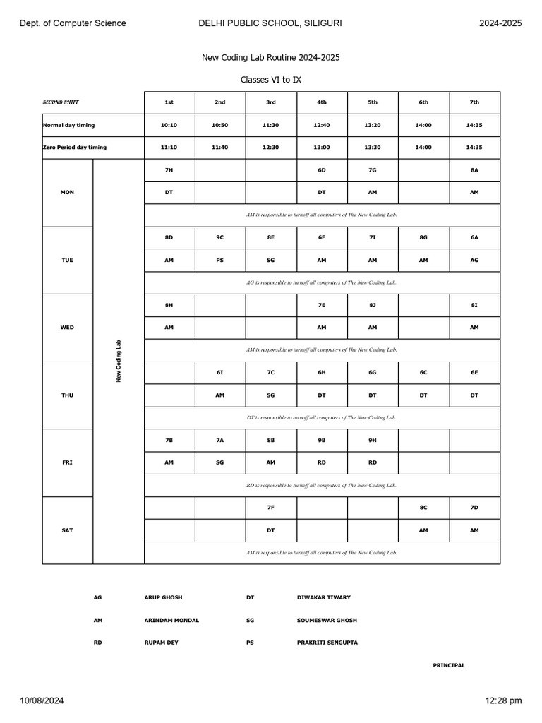 2024-25 New Coding Lab Practical Routine | PDF