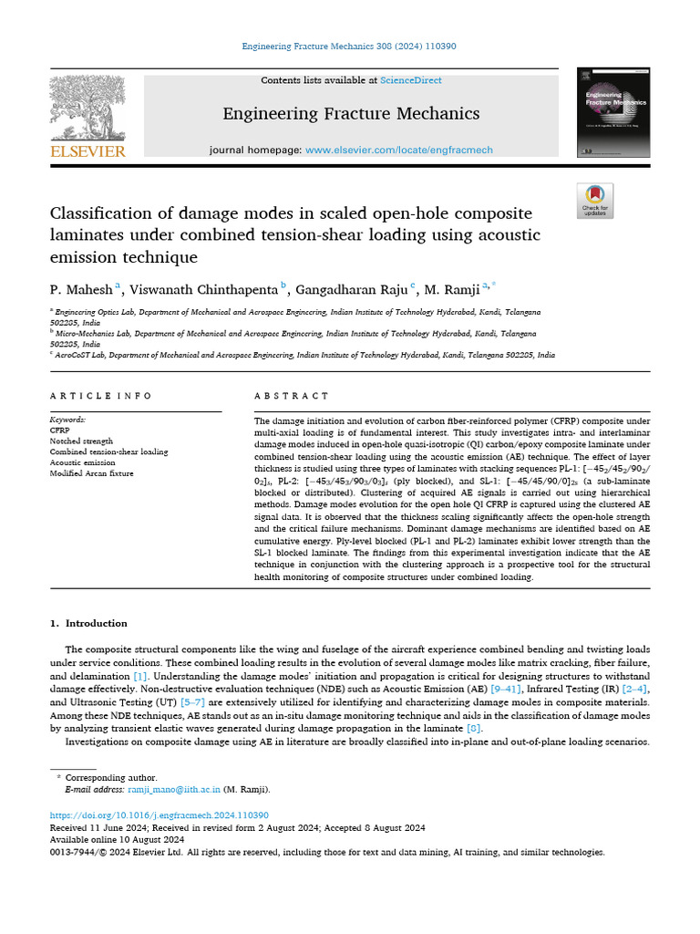 Classification of Damage Modes in Scaled Open-Hole Composite | PDF ...