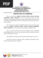 Certificate of Oneness for PAG-IBIG | PDF