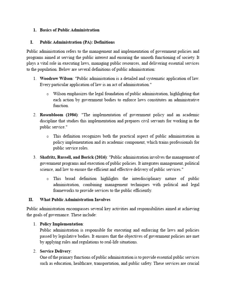 Overview of Public Administration Basics | PDF | Equity (Economics ...