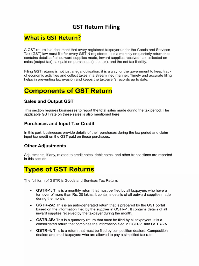 GST Return Notes | PDF