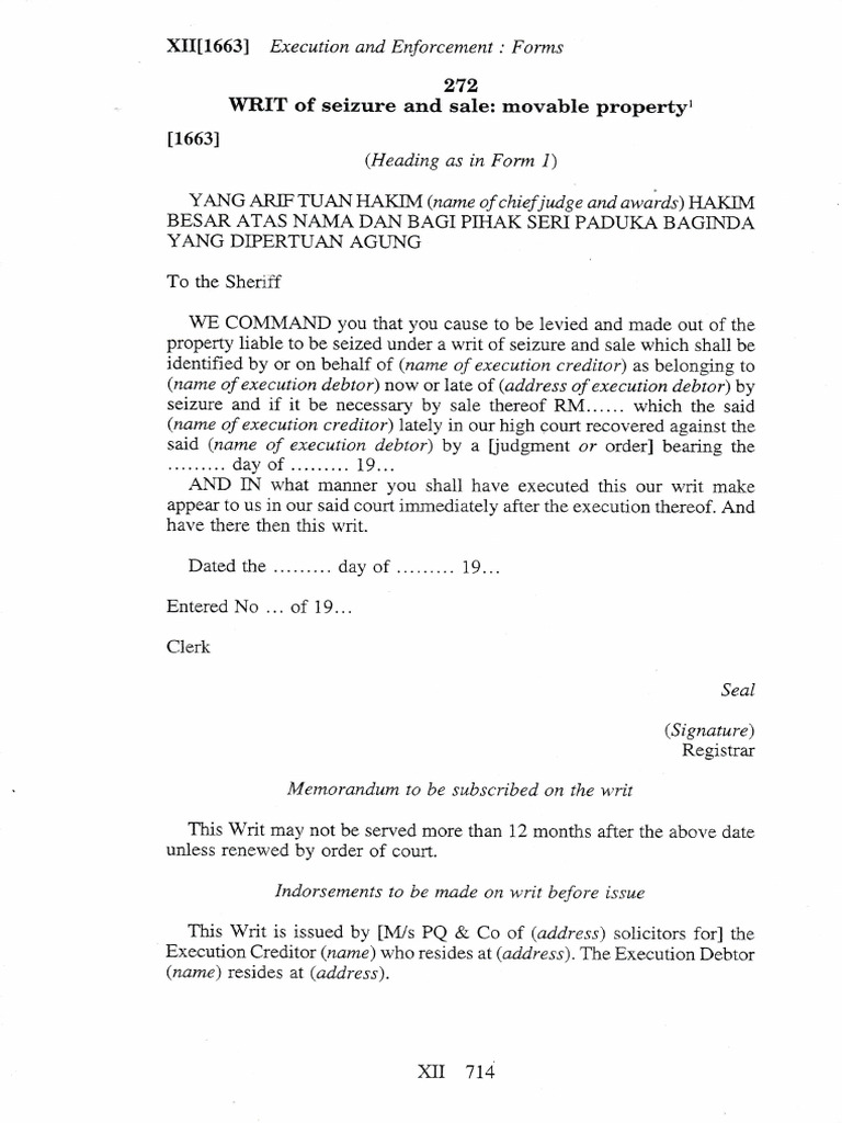 Writ Penyitaan dan Penjualan Harta | PDF