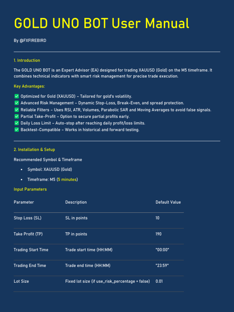 GOLD UNO BOT User Manual | PDF | Gold As An Investment | Investing
