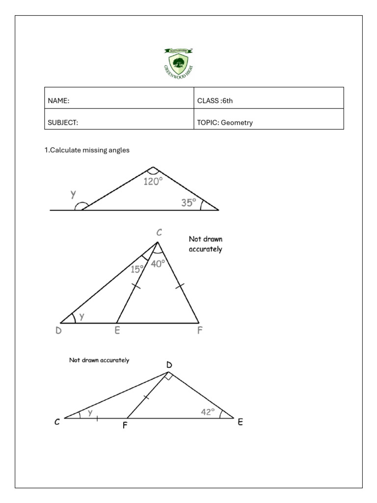 Geometry Problems for 6th Grade Students | PDF