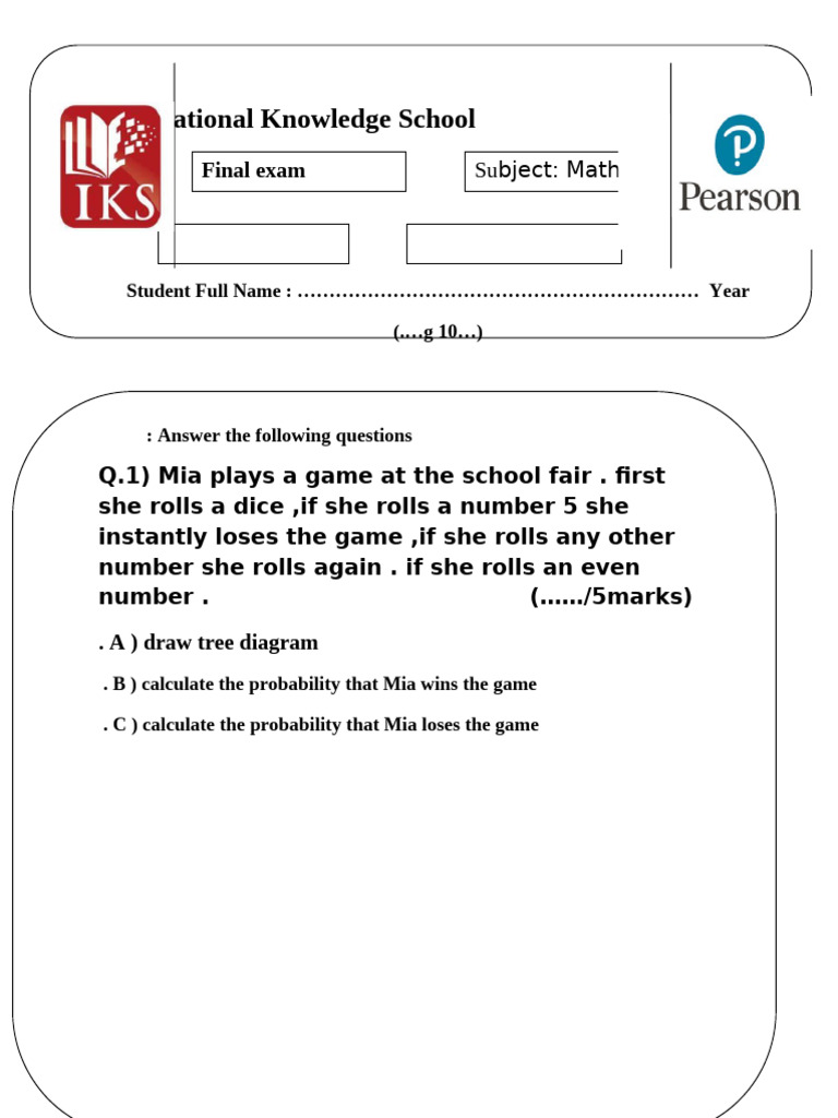 Final Math Exam Questions | PDF