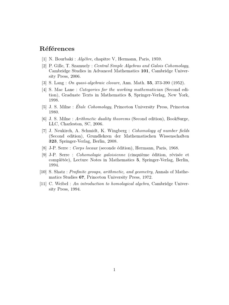 Key References in Algebra and Cohomology | PDF