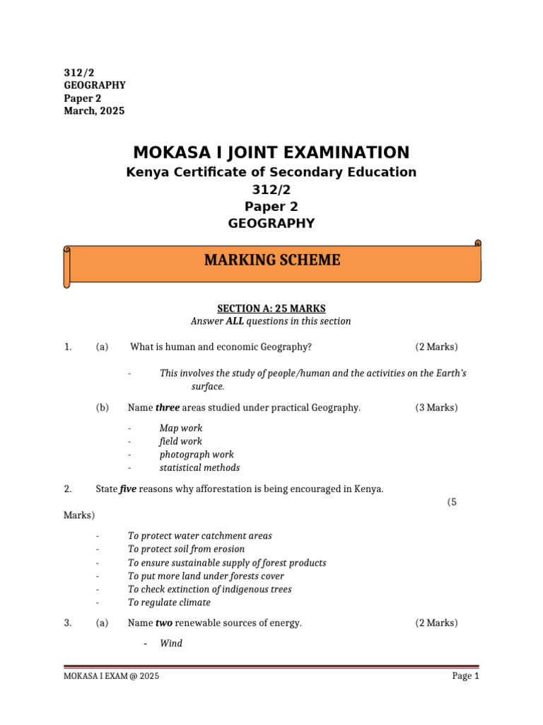 Geography Paper 2 Exam March 2025 | PDF | Mining | Coffee