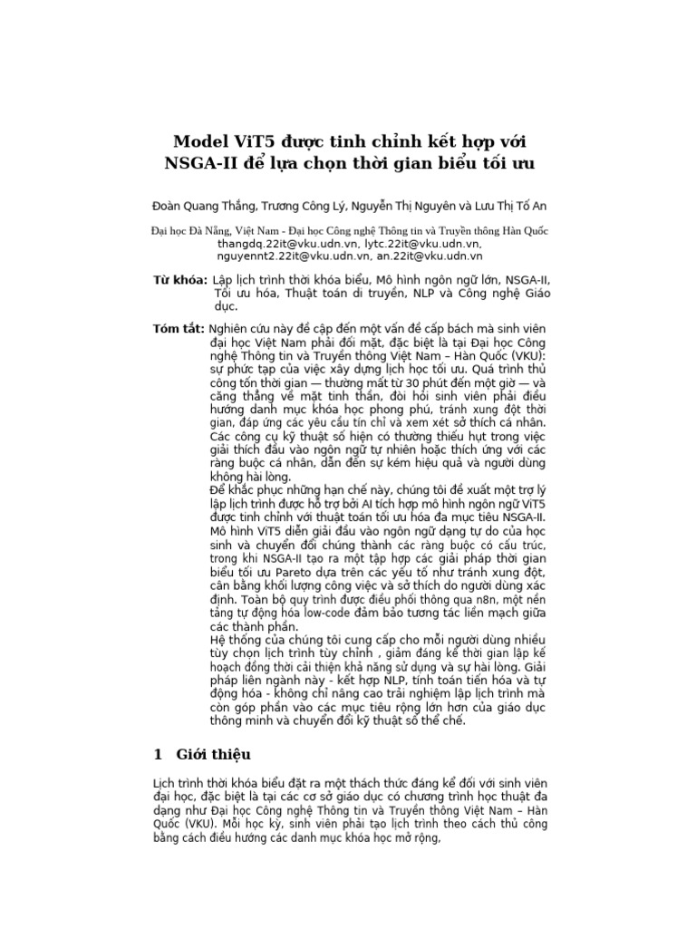Model ViT5 Được Tinh Chỉnh Kết Hợp Với NSGA | PDF