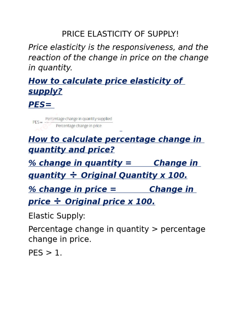 Price Elasticity of Supply | PDF