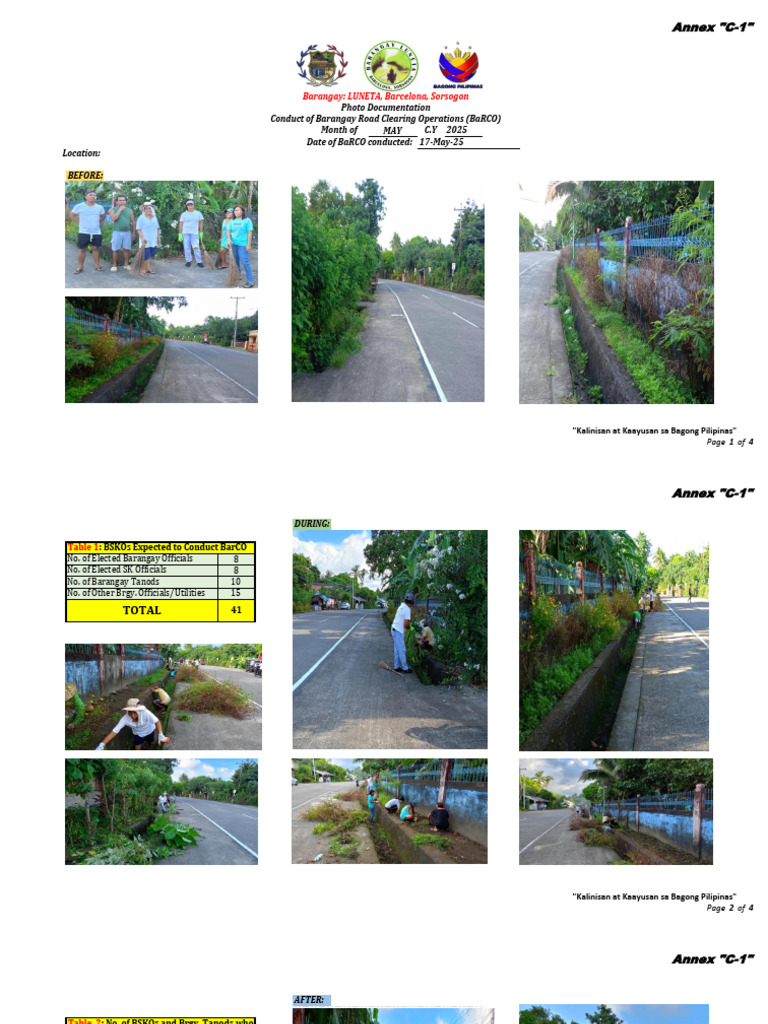 Barangay Road Clearing Operations 2025 | PDF