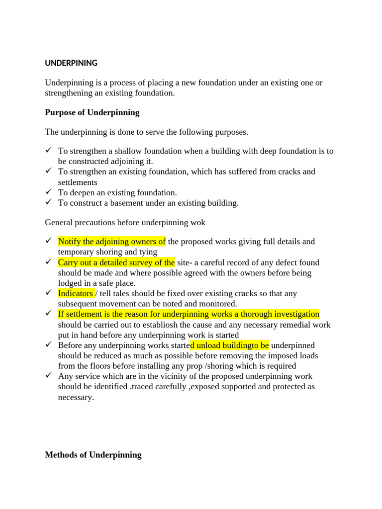UNDERPINING | PDF | Deep Foundation | Foundation (Engineering)