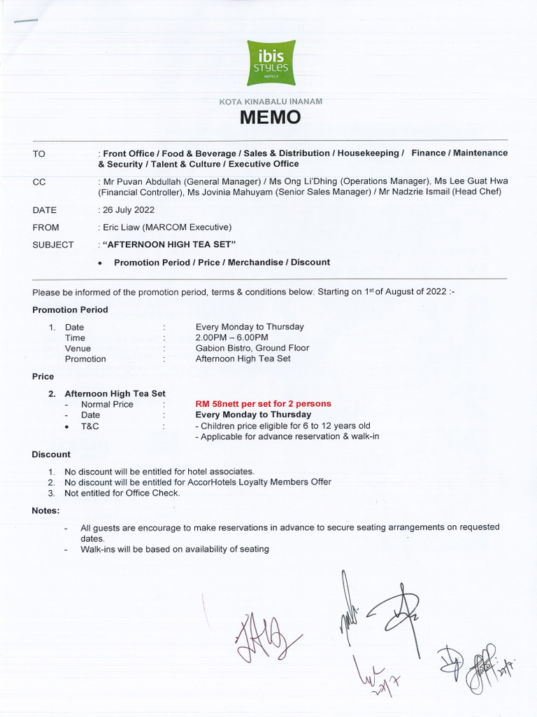 Afternoon High Tea Set - Memo | PDF