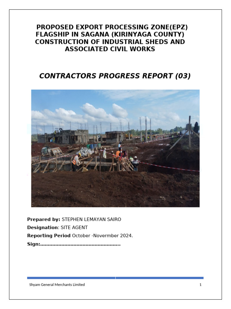 Sagana EPZ Construction Progress Report | PDF | Concrete | Building ...