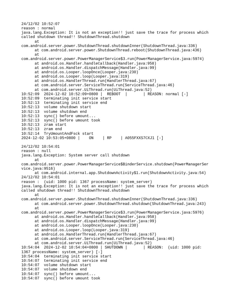 Android Shutdown and Reboot Logs | PDF | Operating System Technology ...
