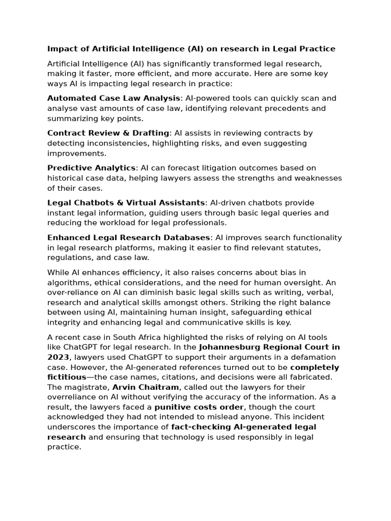AI's Impact on Legal Research Practices | PDF
