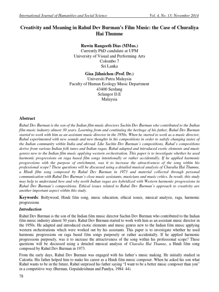 Creativity and Meaning in Rahul Dev Burm | PDF | Interval (Music) | Harmony