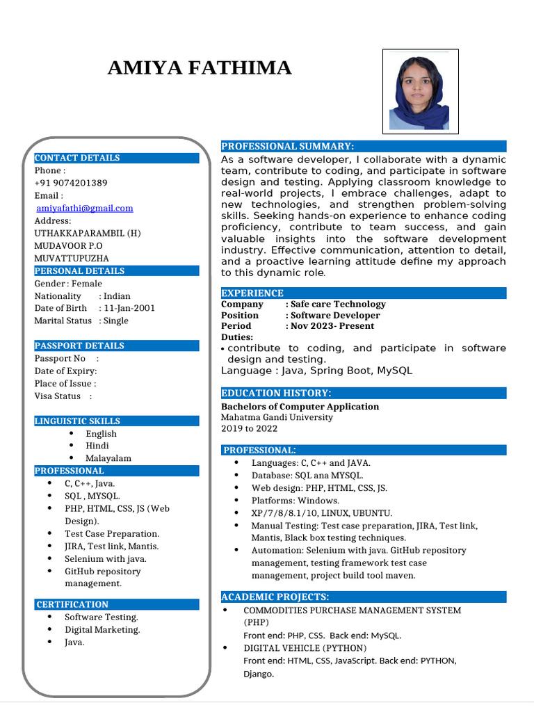 Software Developer Resume Summary | PDF | My Sql | Selenium (Software)