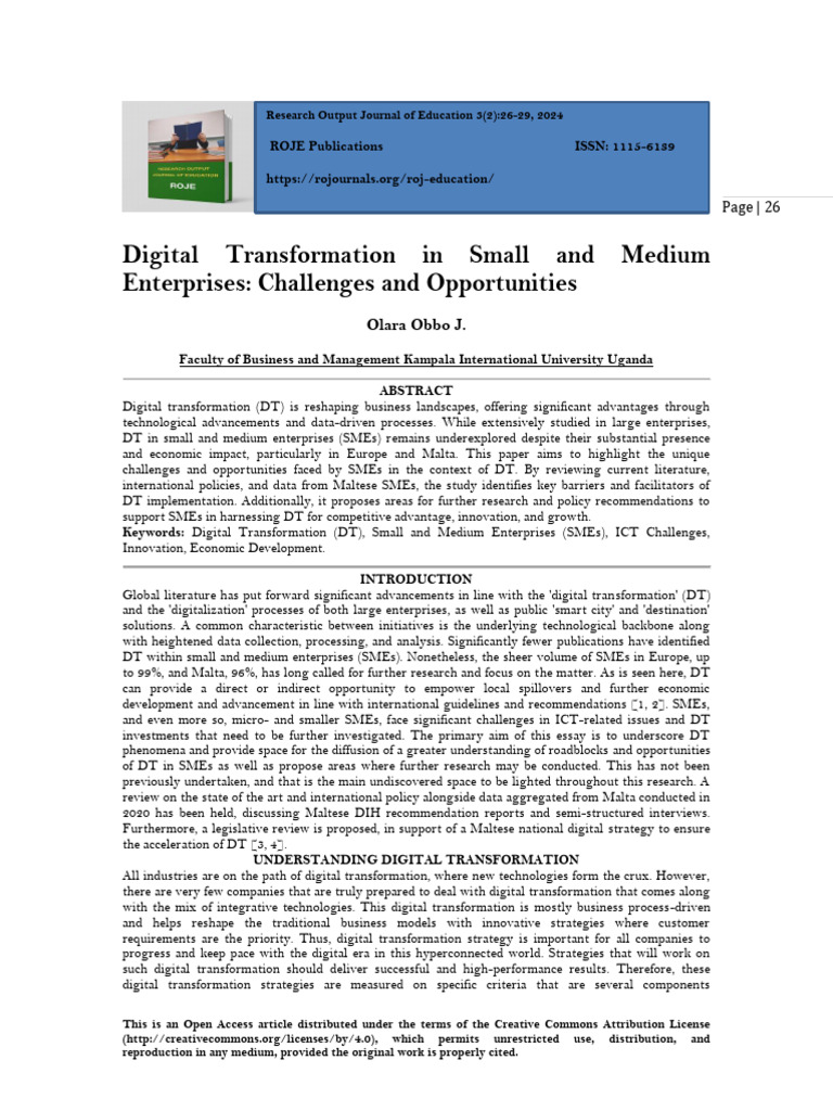 Digital Transformation in SMEs: Insights and Challenges | PDF | Small ...
