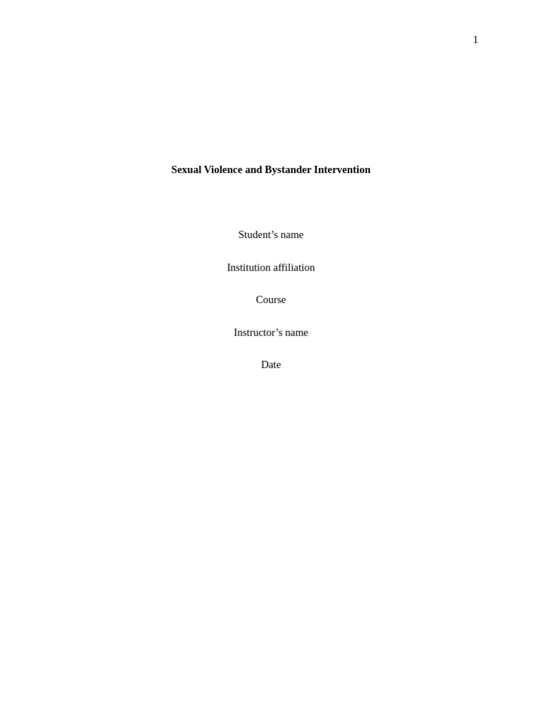 Sexual Violence and Bystander Intervention | PDF