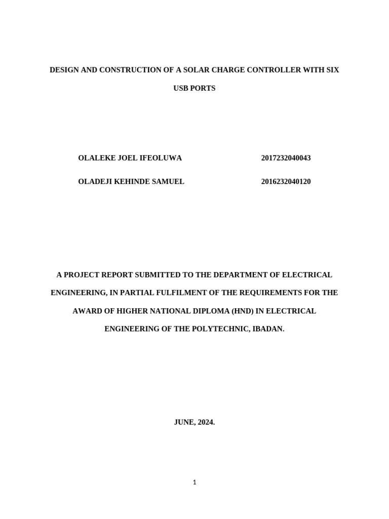 CH 1-6 - Design and Construction of A Solar Charge Controller With Six ...