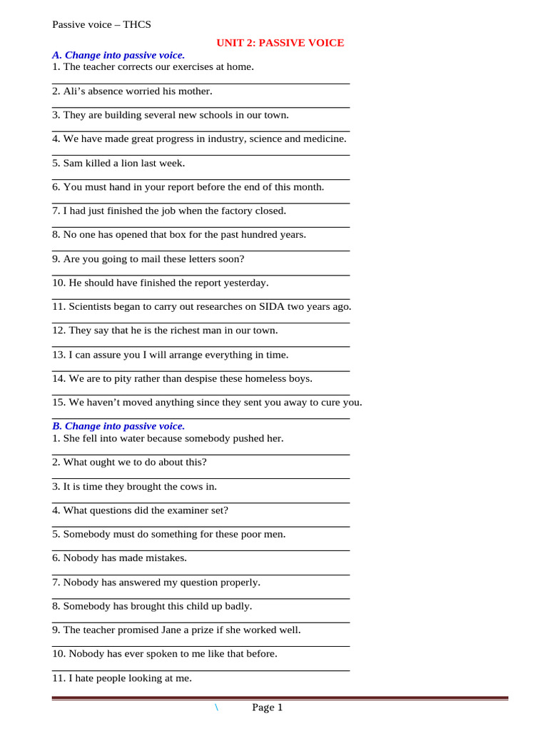 Passive Voice Exercises for Students | PDF