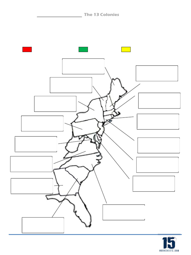 Color the 13 Original Colonies Map | PDF