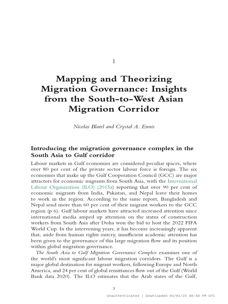 South Asia to Gulf Migration Governance | PDF | Human Migration ...