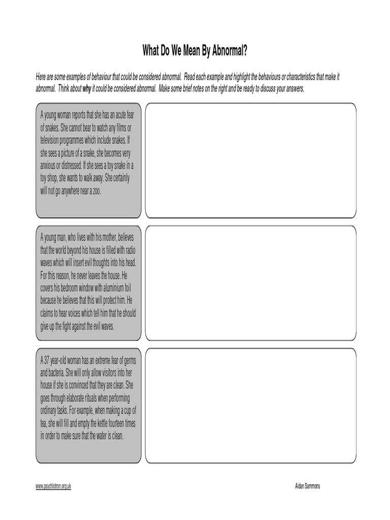 Understanding Abnormal Behavior Examples | PDF