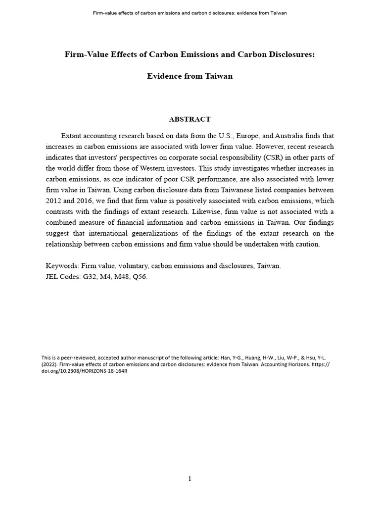 Han Carbon Emissions and Carbon Disclosures Compressed | PDF ...