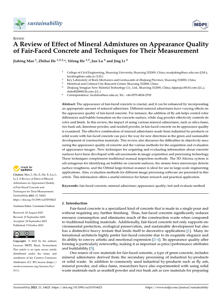 A Review of Effect of Mineral Admixtures On Appear | PDF | Concrete ...