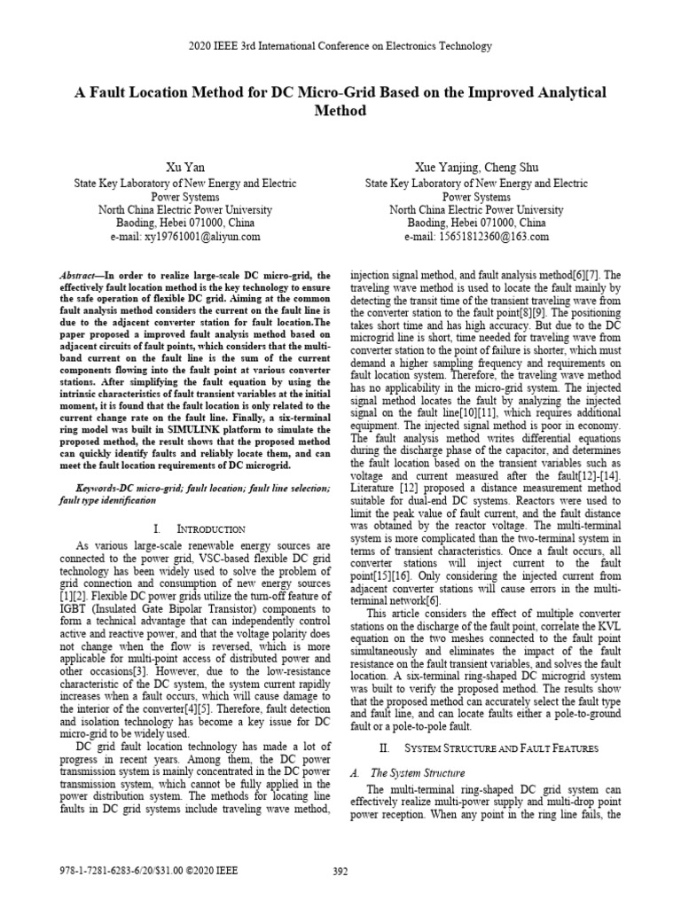 Improved Fault Location in DC Micro-Grids | PDF | Direct Current ...