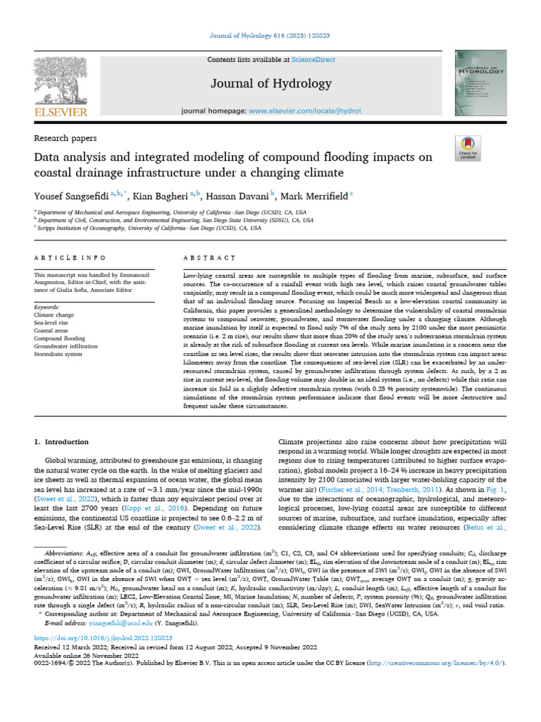 1 s2.0 S0022169422013932 Main | PDF | Flood | Sea Level Rise