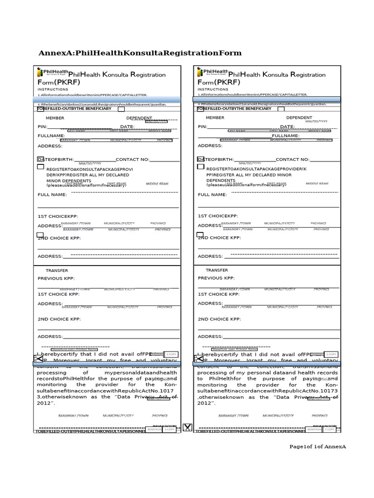 PhilHealth Konsulta Registration Form | PDF | Information Privacy | Privacy