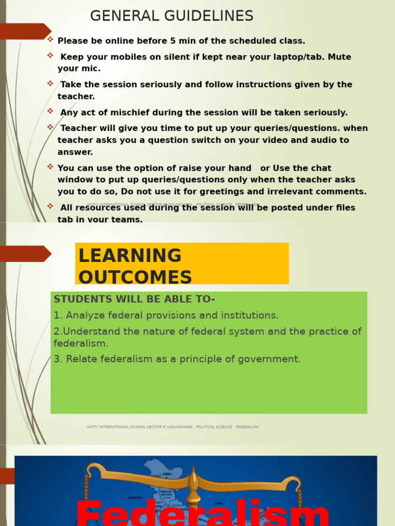 Federalism Ppt-Full Chapter | PDF | Government | Governance