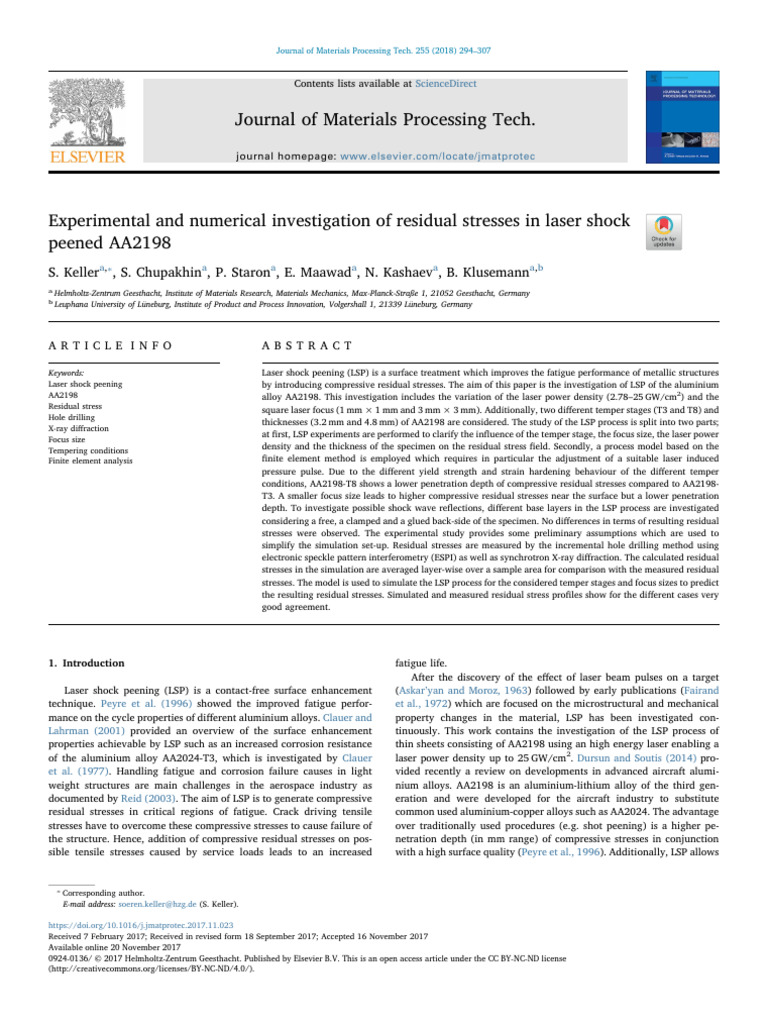 AA2198Experimental and Numerical Investigation of Residual Stresses in ...