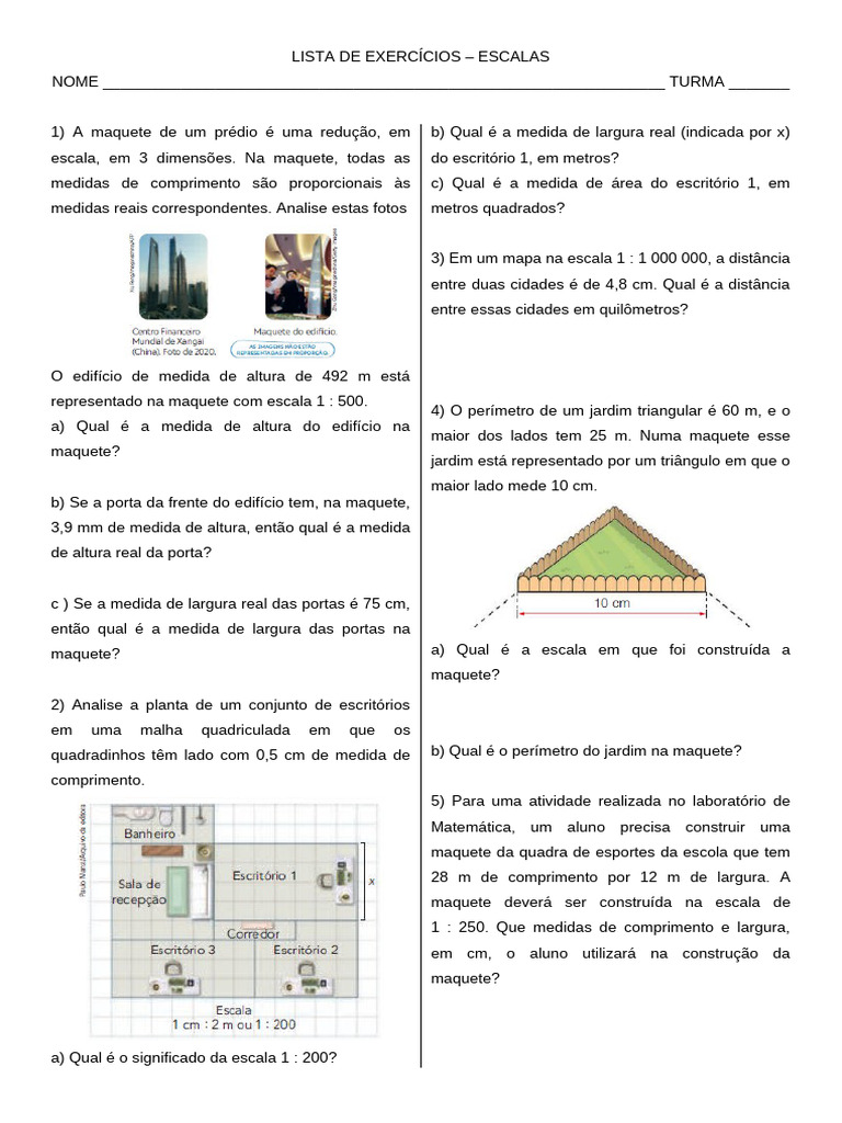 Exercícios de Escala Matemática | PDF | Metro